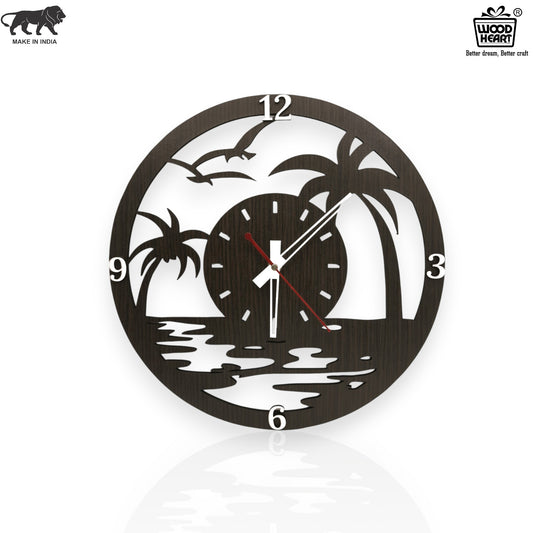 Wooden Palm Beach Theme Wall Clock – Artistic Cutout Design