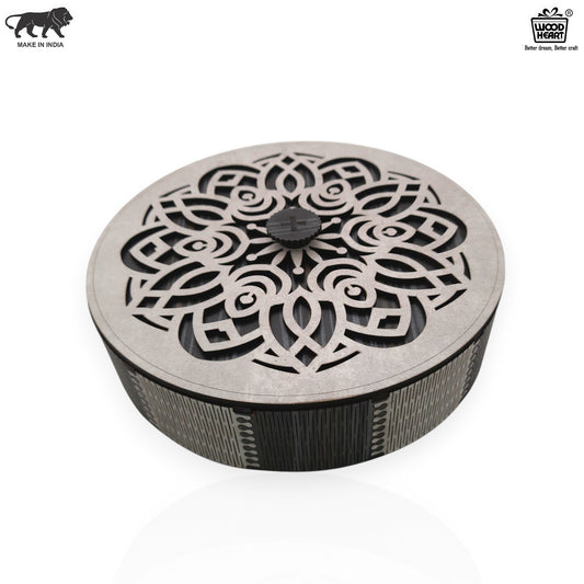 Elegant Round Wooden Dry Fruit Box