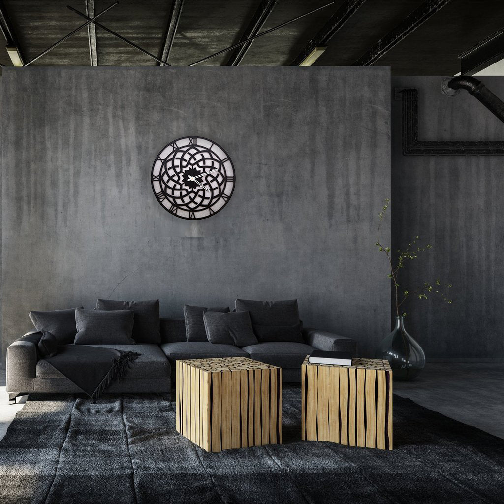 Mandala Series Wall Clock – Intricate Black Geometric Cutwork Design