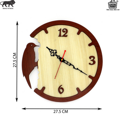 Bird Theme Wooden Wall Clock with Vintage Hands