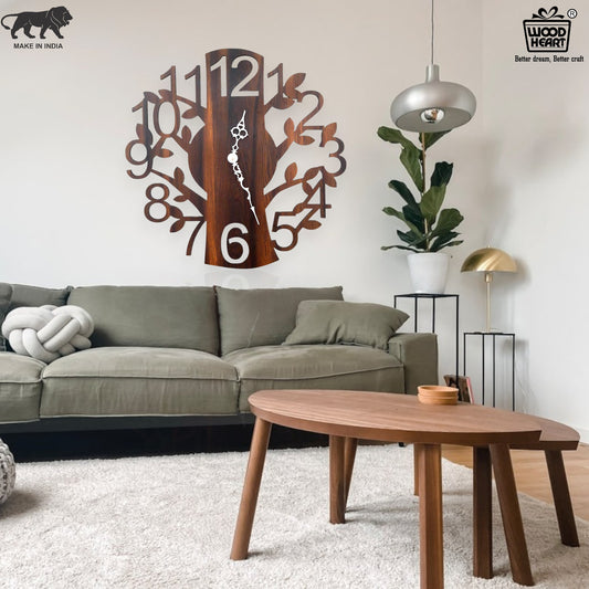 Elegant Wooden Tree Design Wall Clock by Wood Heart