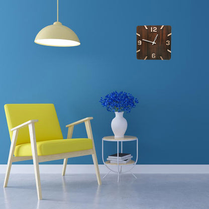 Square Wooden Wall Clock with Bold 3D Numbers – Dark Brown Finish by Wood Heart