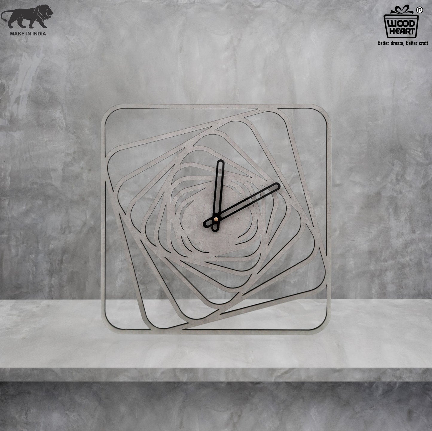 Geometric Designer Wall Clock – Abstract Spiral Pattern in Concrete Finish