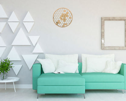 Wooden Honey comb Wall Clock with Bee Design – Nature Inspired Art by Wood Heart