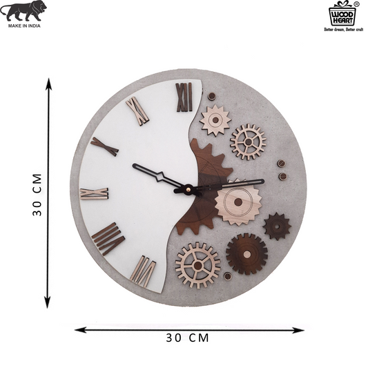 Steampunk-Inspired Gear Design Wall Clock – Half & Half Concept by Wood Heart
