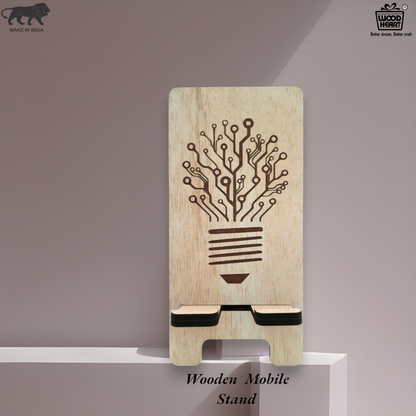 Eco-Themed Customized Wooden Mobile Stand – Tree Design Laser Engraved