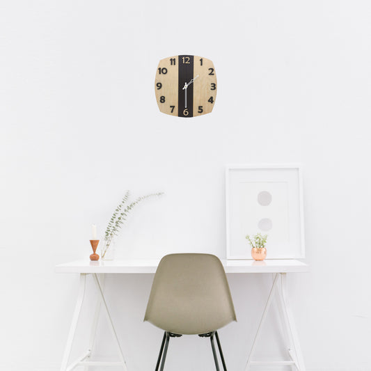 Two-Tone Vertical Stripe Wooden Wall Clock