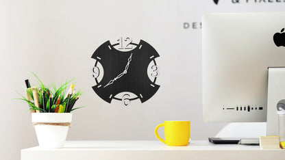 Contemporary Cut-Edge Black Wooden Wall Clock – Minimal Design by Wood Heart