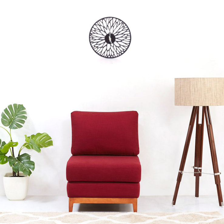 Designer Acrylic Wall Clock - Leaf Pattern Cutwork | Black & White