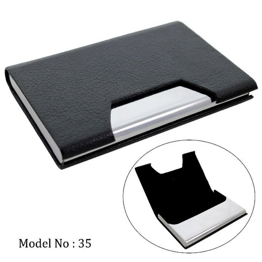 Cutout Steel-Edge Leather Business Card Holder