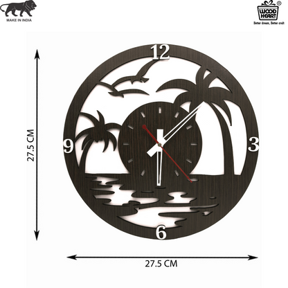 Wooden Palm Beach Theme Wall Clock – Artistic Cutout Design