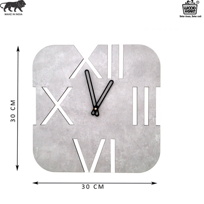 Modern Roman Cutout Wall Clock – Concrete Finish with Bold Contemporary Design