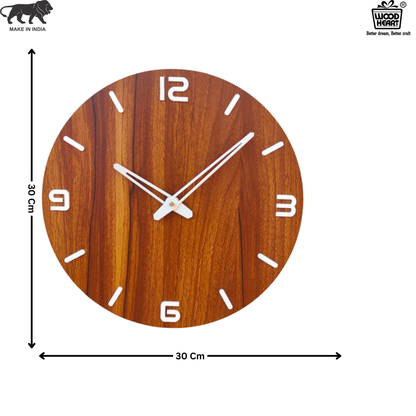 Wood Heart Elegant Wooden Finish Round Wall Clock – Minimalist Modern Design