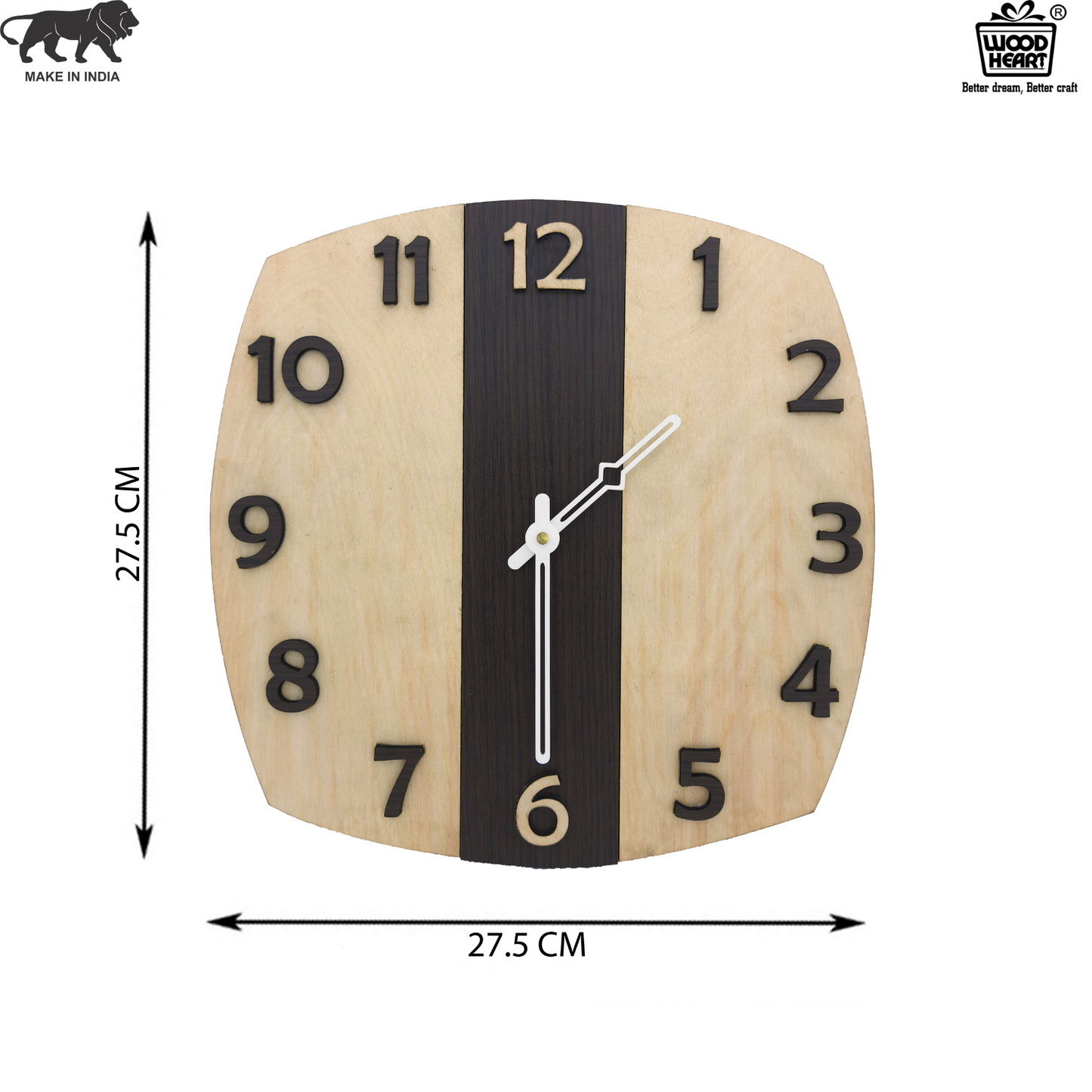 Two-Tone Vertical Stripe Wooden Wall Clock