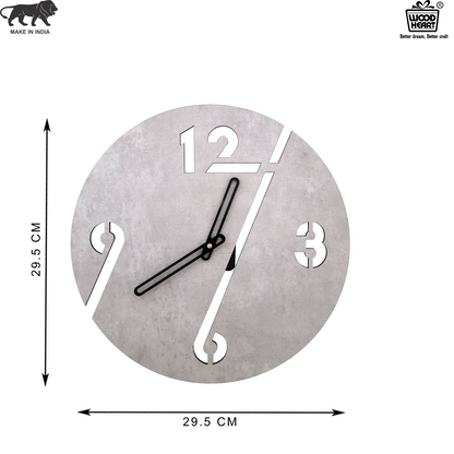 Modern Cut-Out Designer Wall Clock – Concrete Finish Look | Acrylic Wall Clock by Wood Heart