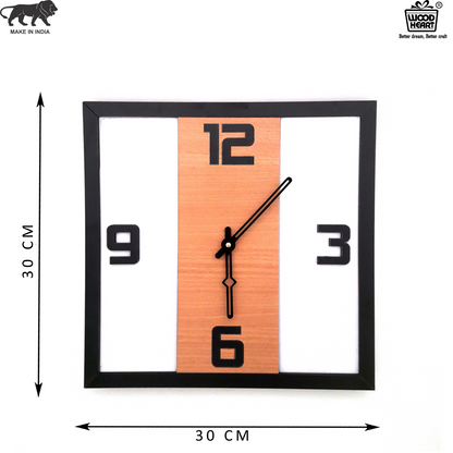 Modern Square Wooden Wall Clock with Bold Numerals – Minimalist Dual Tone Design by Wood Heart
