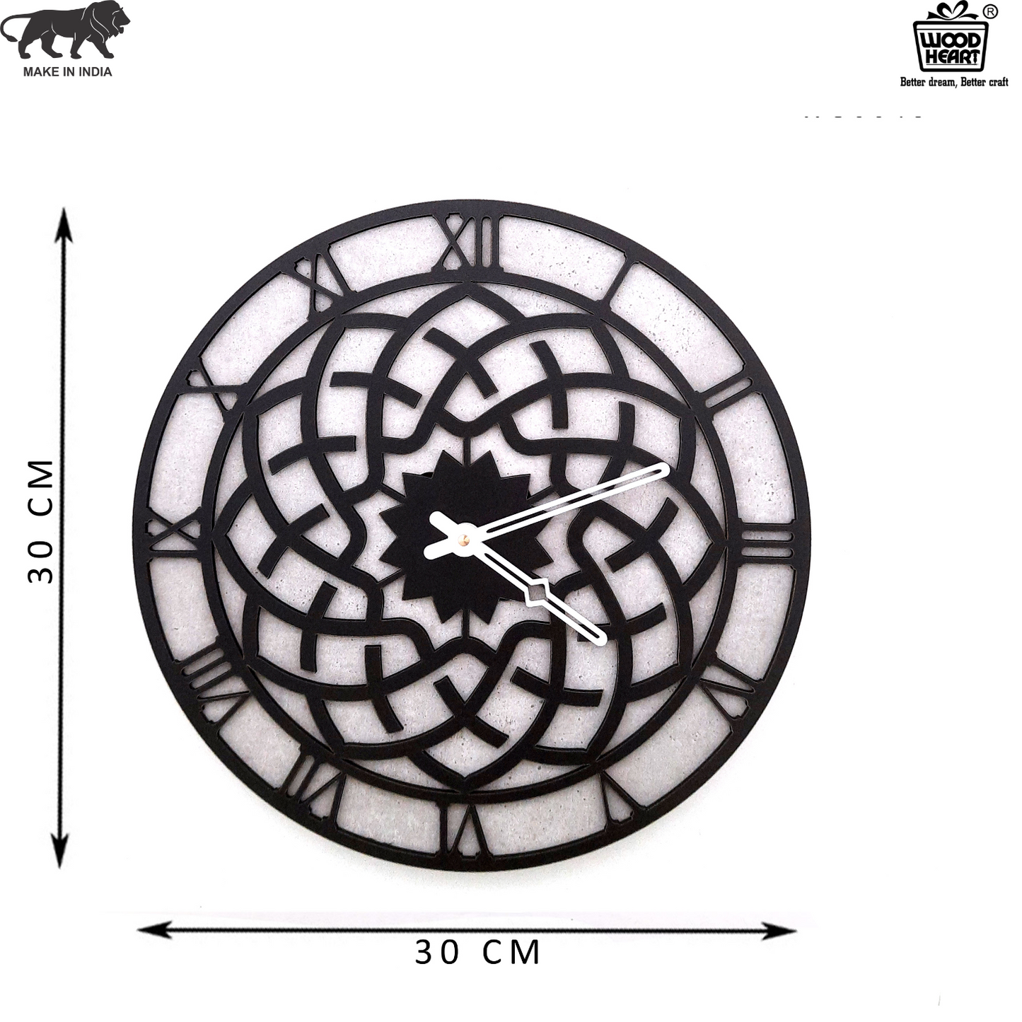 Mandala Series Wall Clock – Intricate Black Geometric Cutwork Design