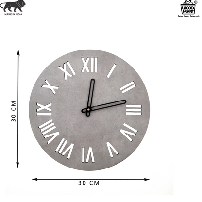 Roman Numeral Round Wall Clock with Concrete Finish – Classic Meets Contemporary
