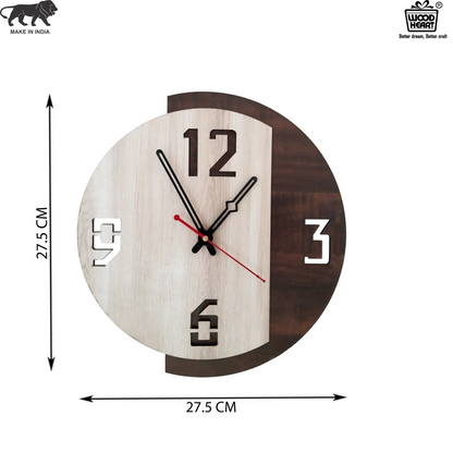Modern Dual-Tone Wooden Wall Clock | Stylish Minimalist Design by Wood Heart