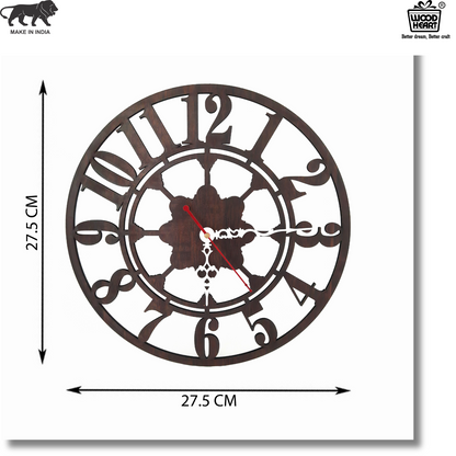 Vintage Floral Wooden Wall Clock – Laser Cut Roman Style by Wood Heart