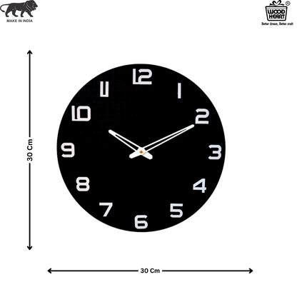 Wood Heart Classic Black Round Wall Clock – Bold & Minimalistic Look