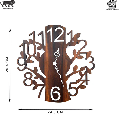 Elegant Wooden Tree Design Wall Clock by Wood Heart