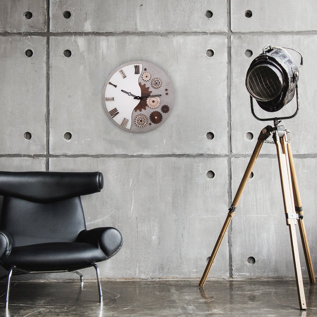 Steampunk-Inspired Gear Design Wall Clock – Half & Half Concept by Wood Heart