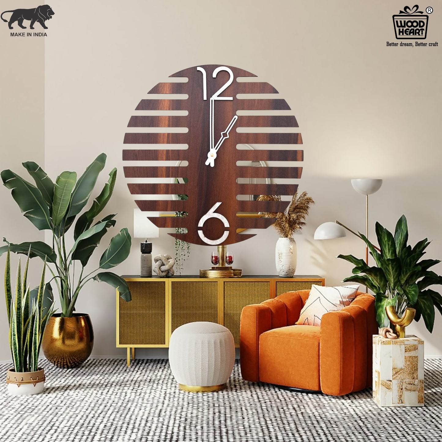 Minimalist Layered Wooden Wall Clock – Geometric 3D Design by Wood Heart