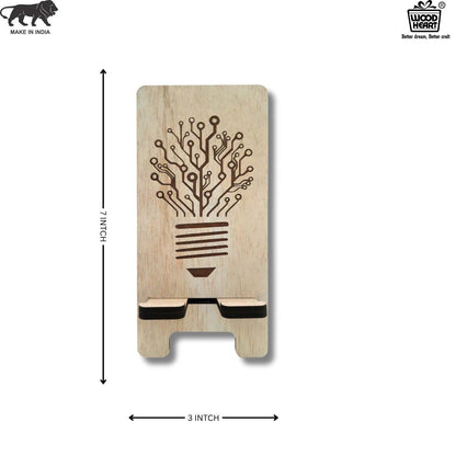Eco-Themed Customized Wooden Mobile Stand – Tree Design Laser Engraved
