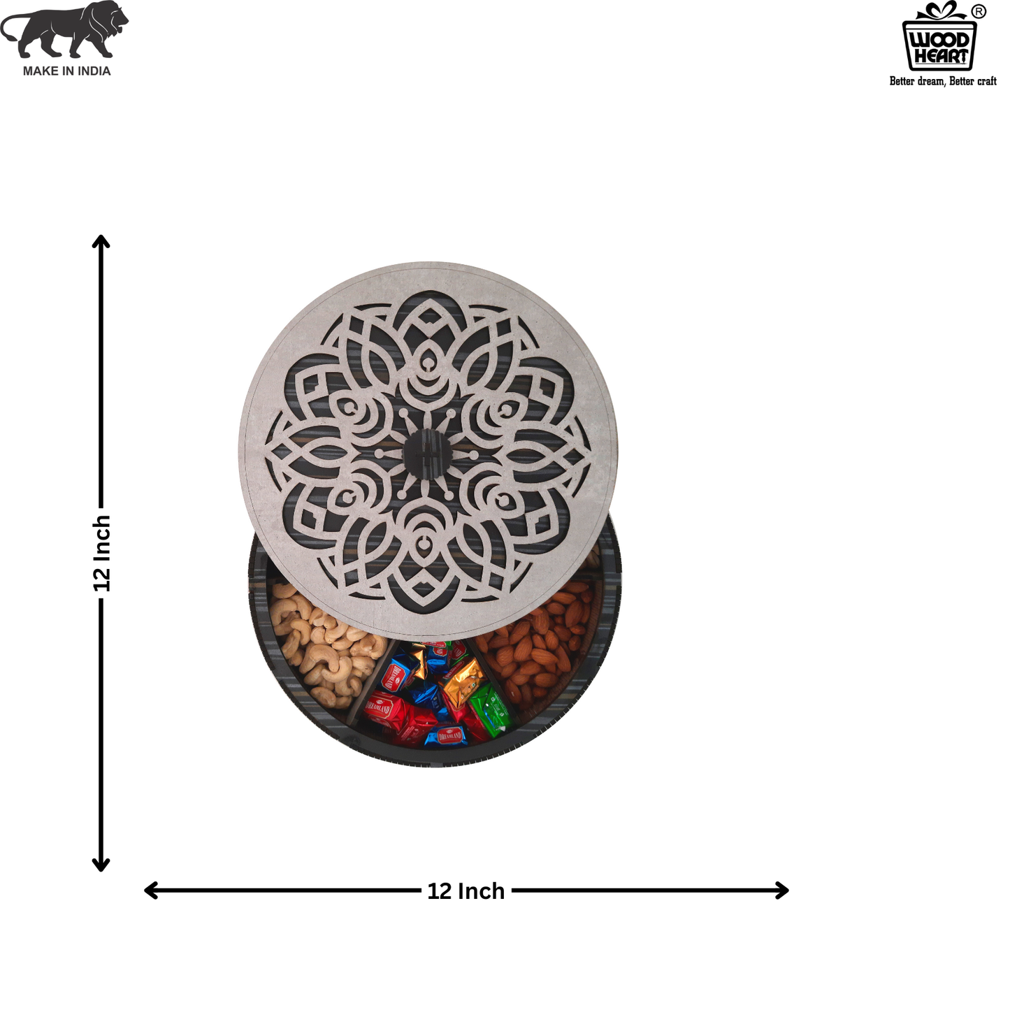 Elegant Round Wooden Dry Fruit Box