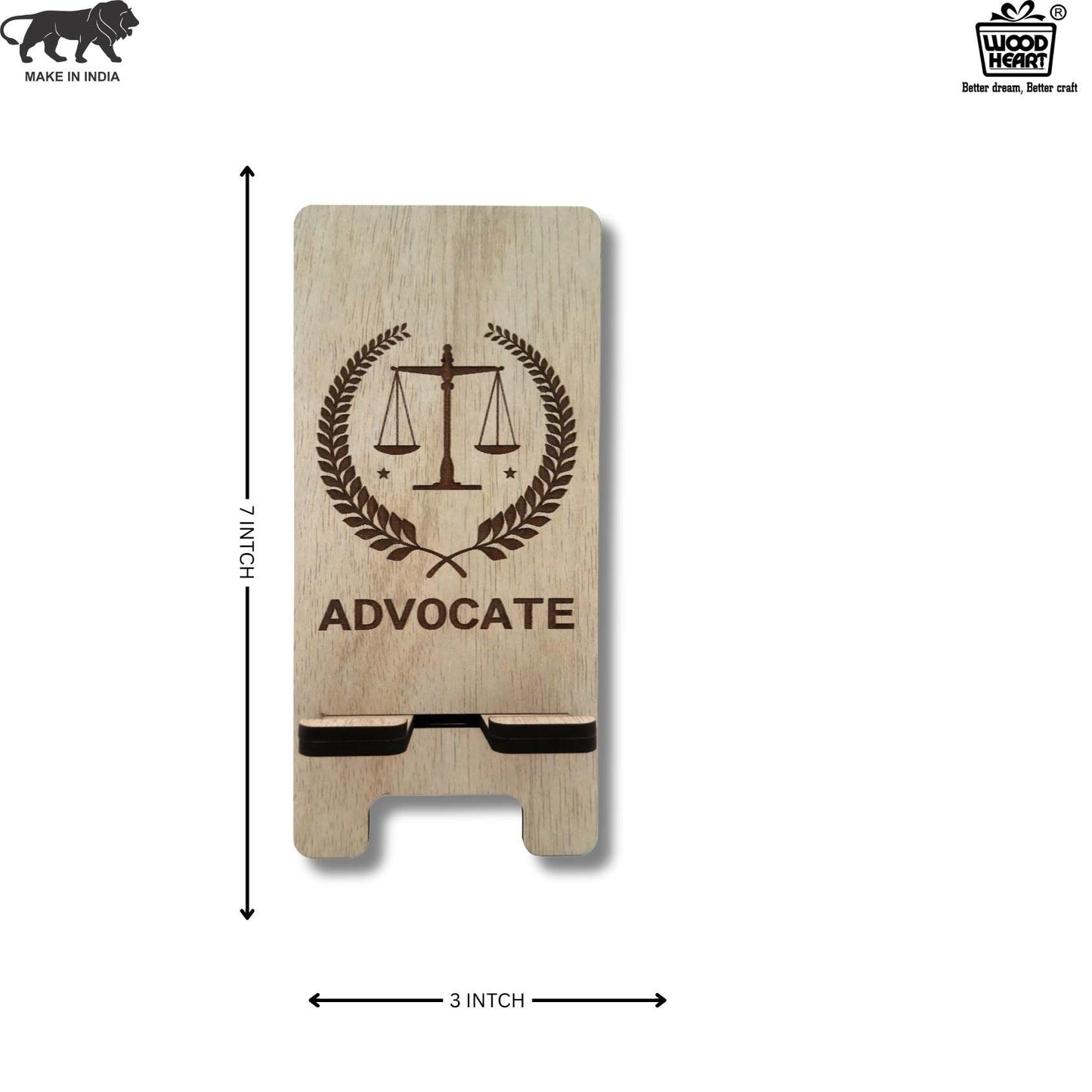 Customized Wooden Mobile Stand for Advocates – Laser Engraved Court of Law Design