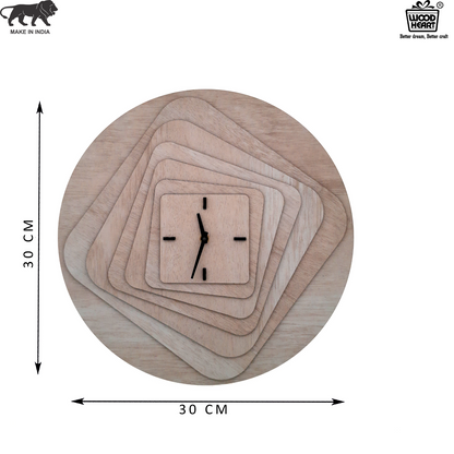 Contemporary Layered Wood Art Wall Clock – Minimal Geometric Design by Wood Heart
