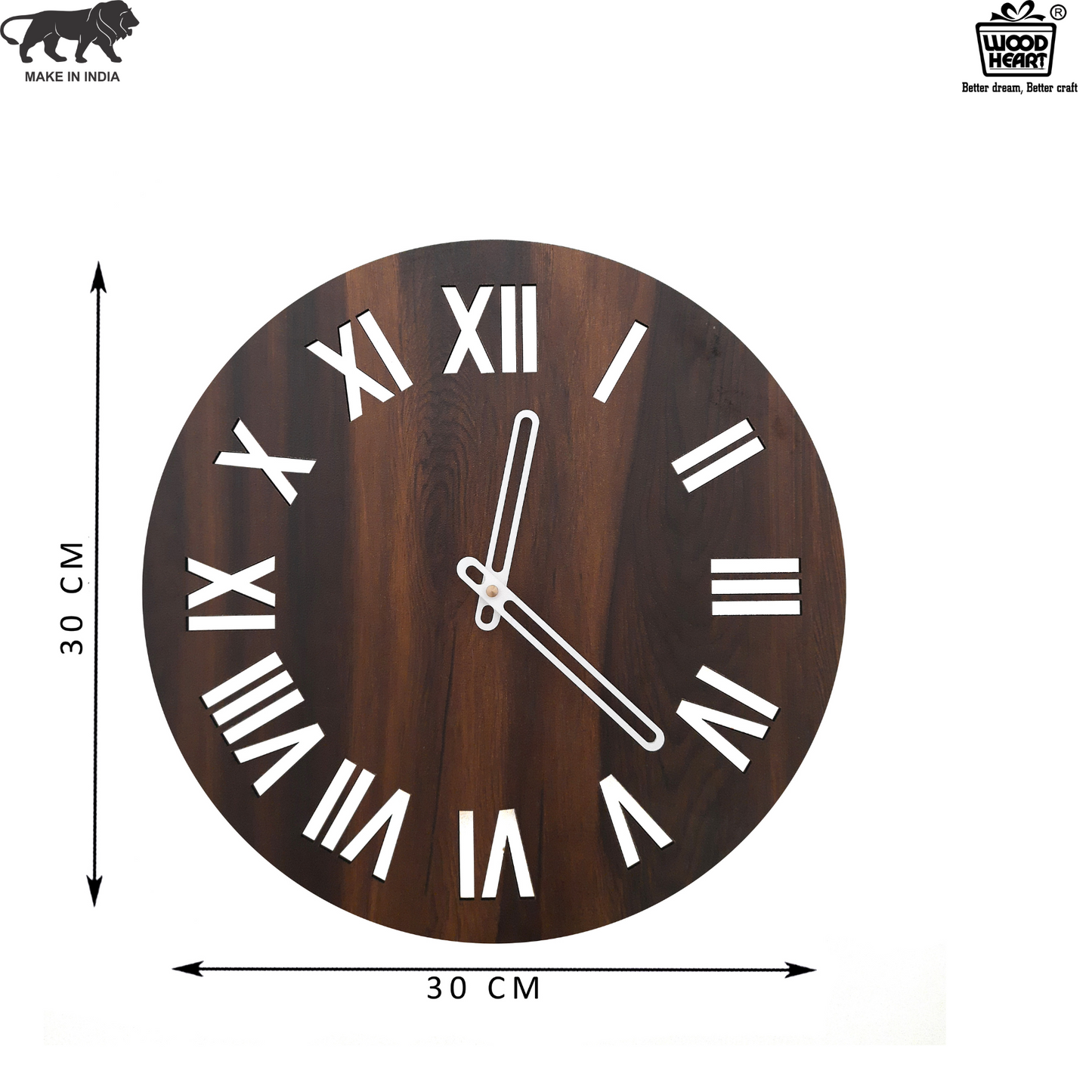 Classic Roman Numeral Wooden Wall Clock – Vintage Look with Modern Craftsmanship
