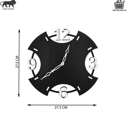 Contemporary Cut-Edge Black Wooden Wall Clock – Minimal Design by Wood Heart