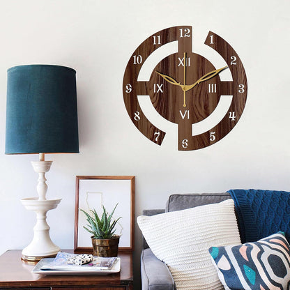 Wood Heart Modern Art-Inspired Wooden Wall Clock – Dual Dial Roman & Numeric Design