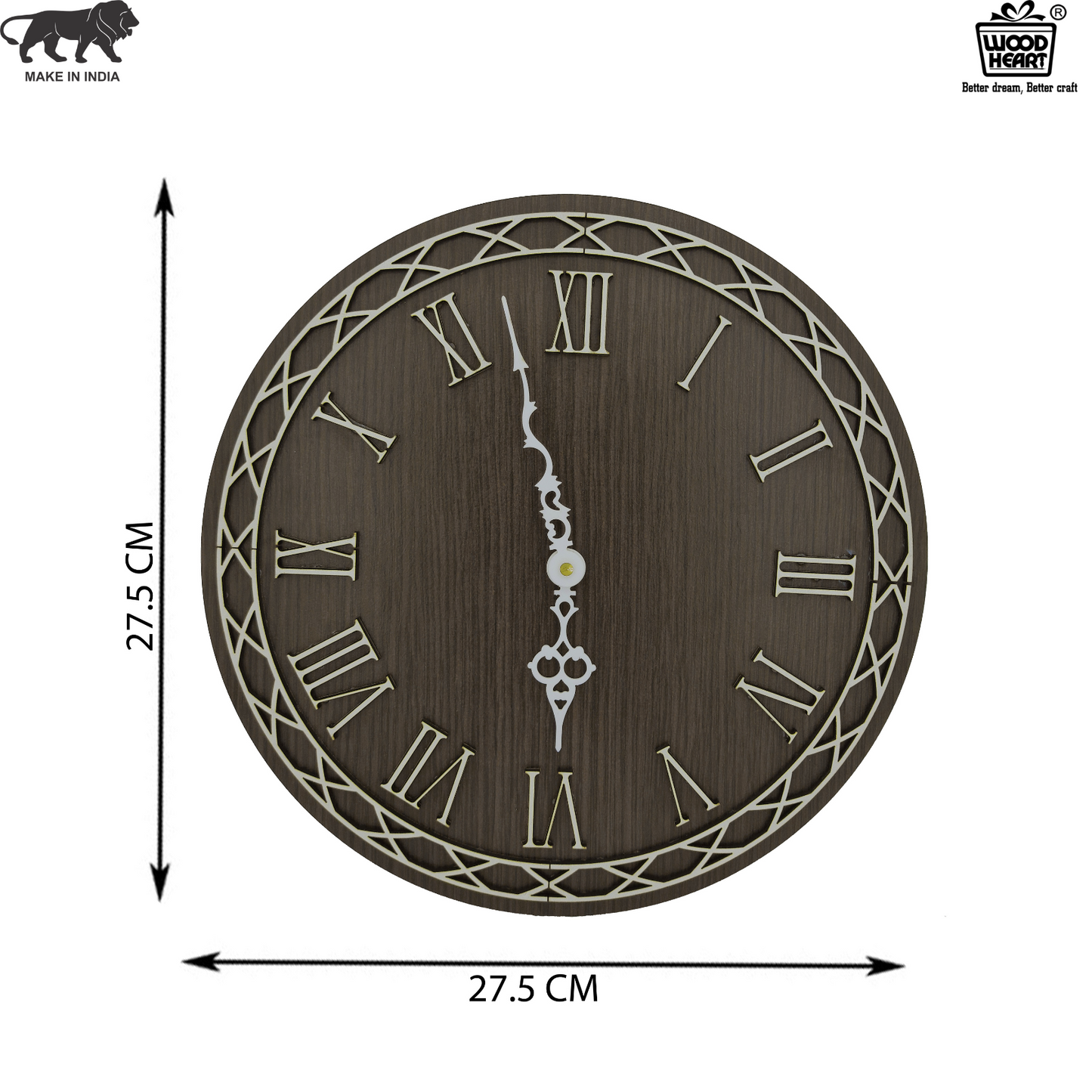 Elegant Wooden Roman Numeral Wall Clock – Classic Vintage Design