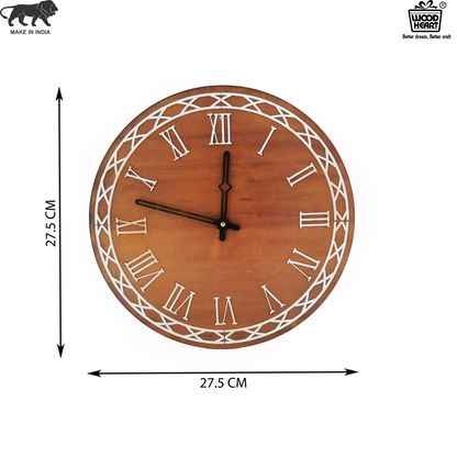 Classic Roman Numeral MDF Wall Clock – Elegant Round Design by Wood Heart