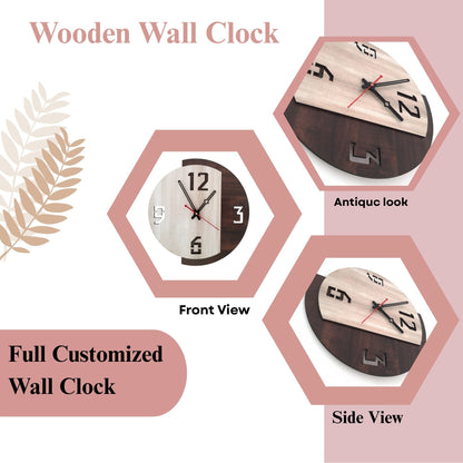 Modern Dual-Tone Wooden Wall Clock | Stylish Minimalist Design by Wood Heart