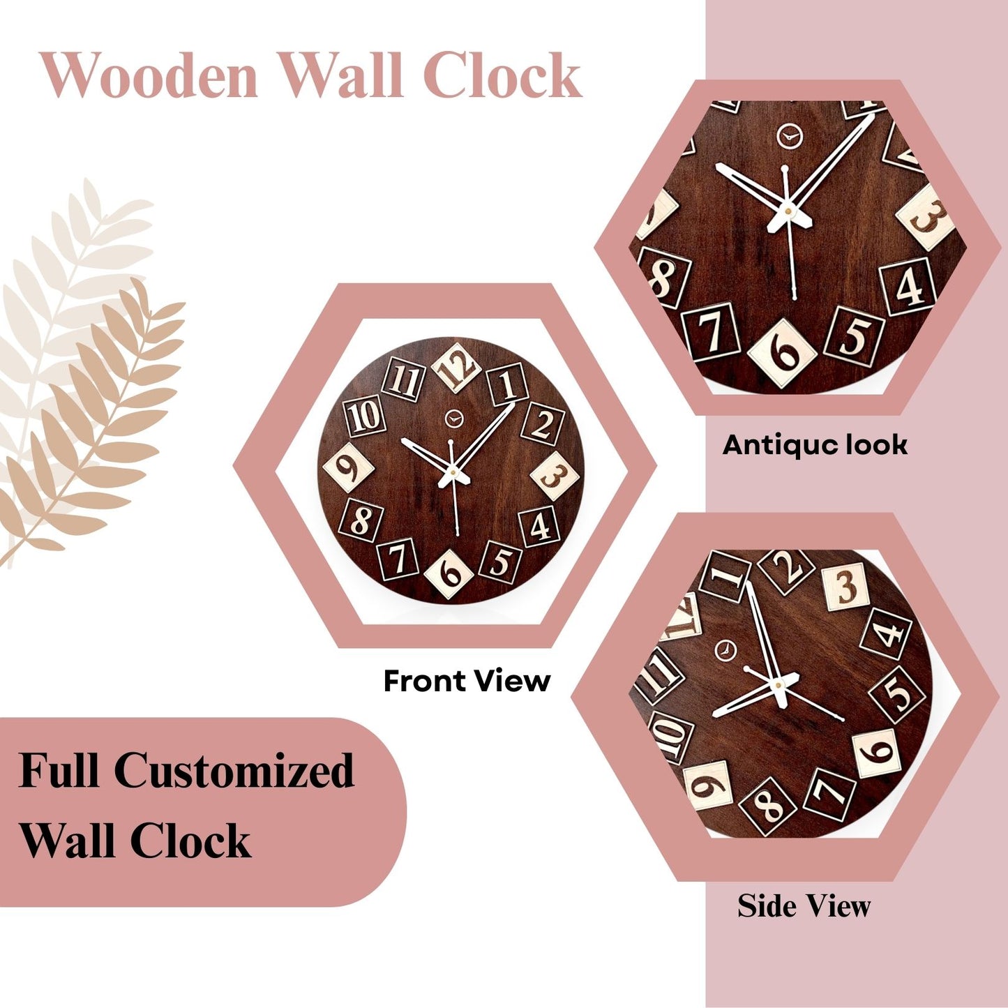 Wood Heart Artistic Numeric Wooden Wall Clock – Quirky Tilted Number Design