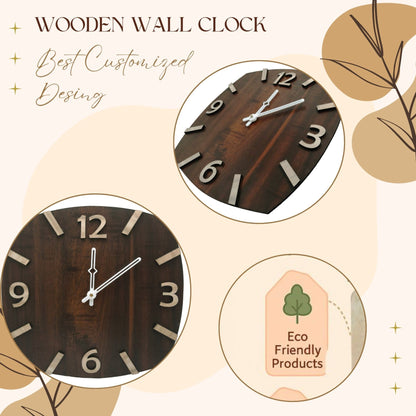Curved Square Wooden Wall Clock with 3D Numerals