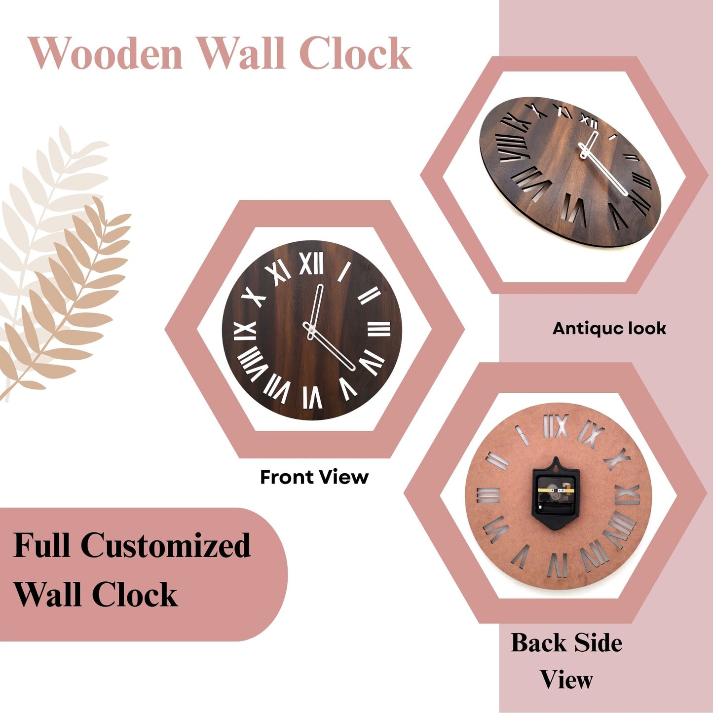 Classic Roman Numeral Wooden Wall Clock – Vintage Look with Modern Craftsmanship