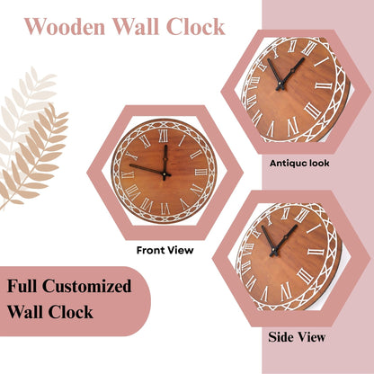 Classic Roman Numeral MDF Wall Clock – Elegant Round Design by Wood Heart