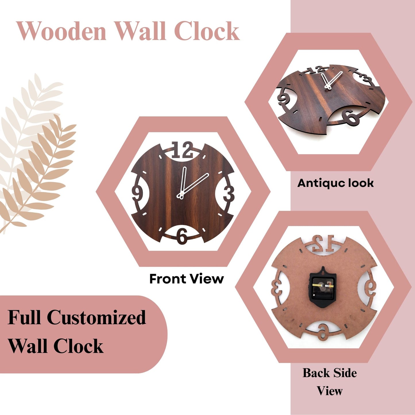 Creative Cutout Wooden Wall Clock – Bold Modern Design with Large Numerals