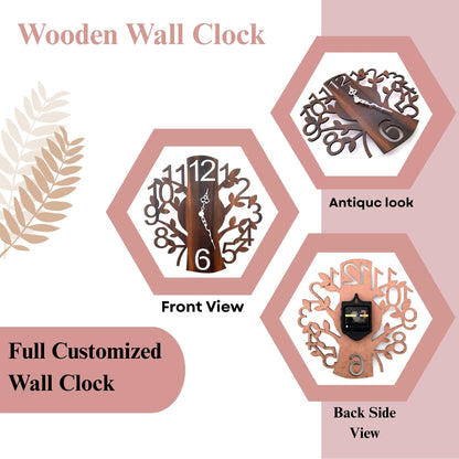 Elegant Wooden Tree Design Wall Clock by Wood Heart