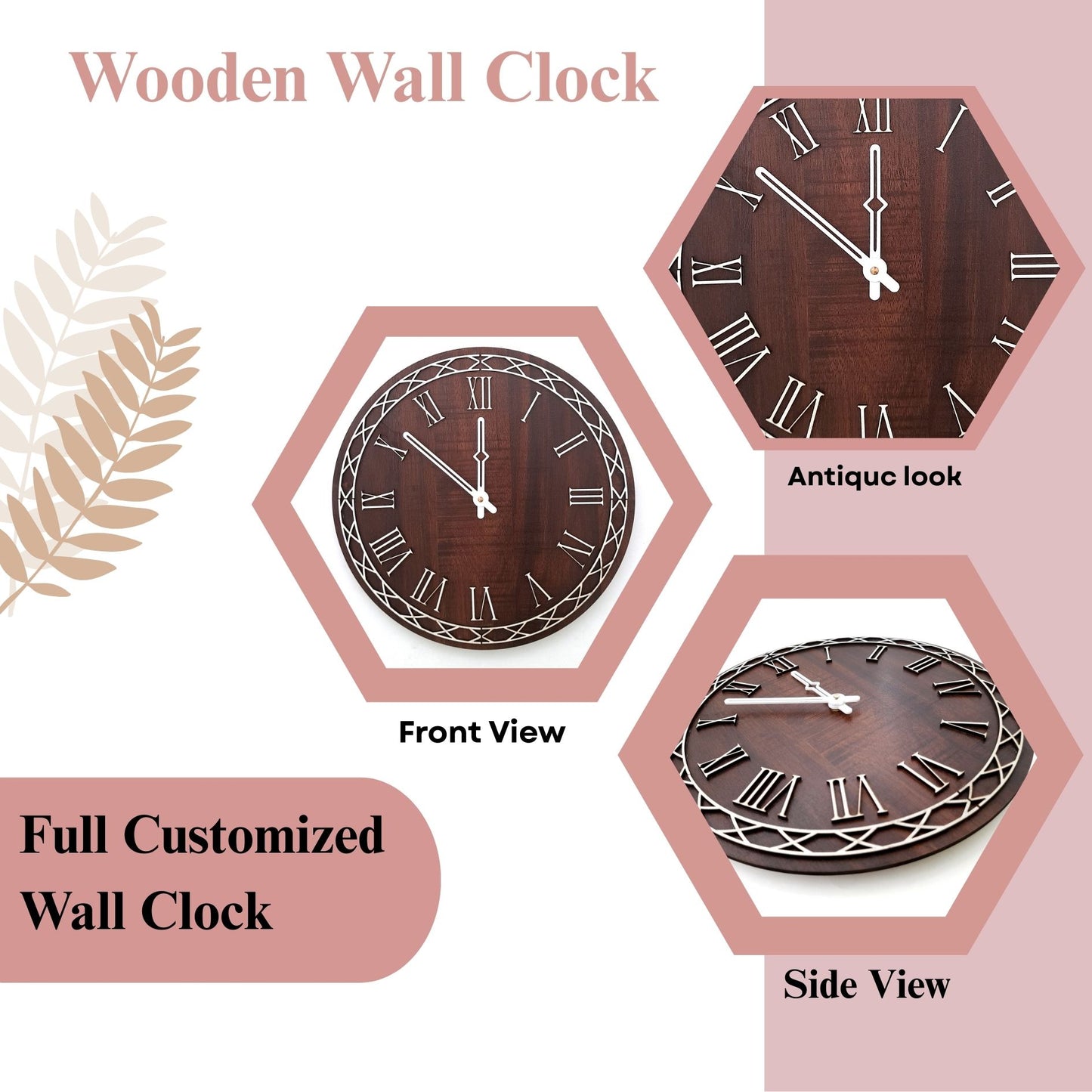 Classic Roman Numeral Wooden Wall Clock – Vintage Elegance by Wood Heart