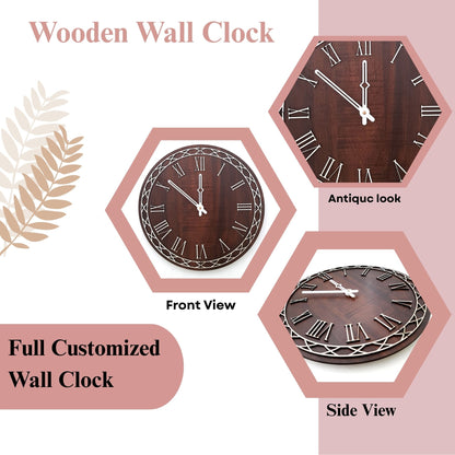 Classic Roman Numeral Wooden Wall Clock – Vintage Elegance by Wood Heart