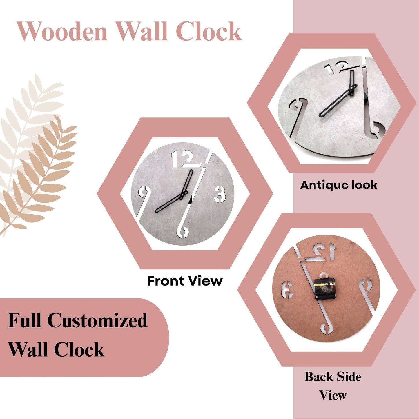 Modern Cut-Out Designer Wall Clock – Concrete Finish Look | Acrylic Wall Clock by Wood Heart
