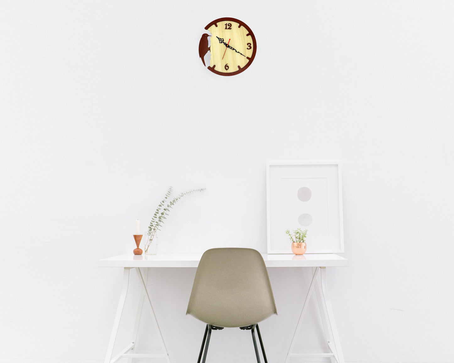 Bird Theme Wooden Wall Clock with Vintage Hands