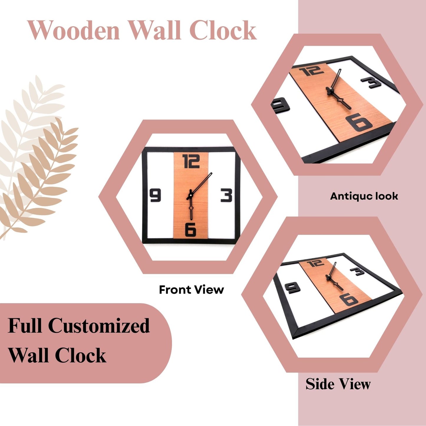 Modern Square Wooden Wall Clock with Bold Numerals – Minimalist Dual Tone Design by Wood Heart