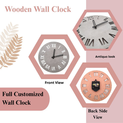 Roman Numeral Round Wall Clock with Concrete Finish – Classic Meets Contemporary